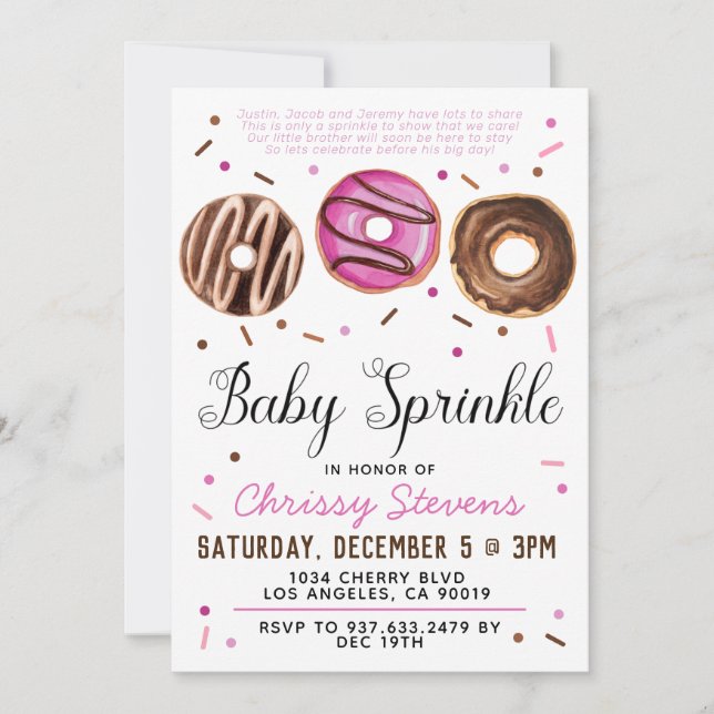 Doughnut Baby Sprinkle Baby Shower Invitation (Front)