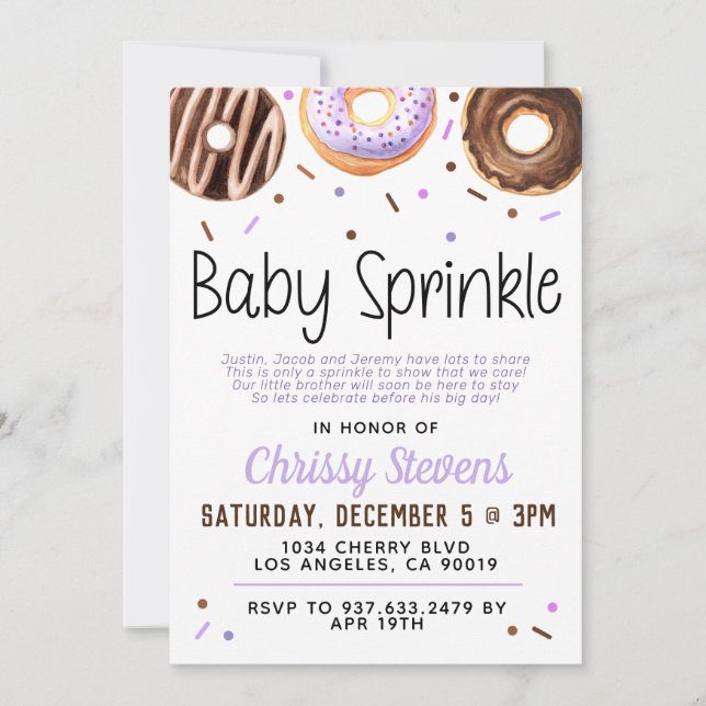 Doughnut Baby Sprinkle Baby Shower Invitation (Front)