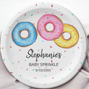 Doughnut Baby Sprinkle Baby Shower Paper Plate