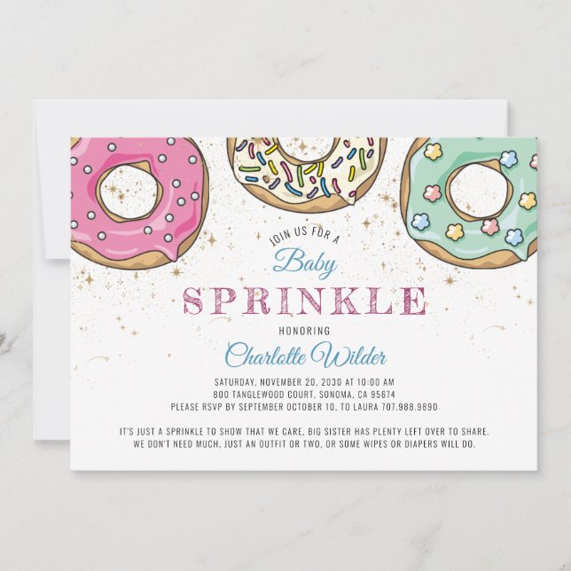 Doughnut Baby Sprinkle | Gender Neutral Invitation (Front)