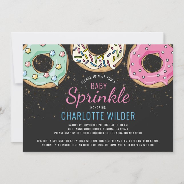 Doughnut Baby Sprinkle Gender Neutral Invitation (Front)