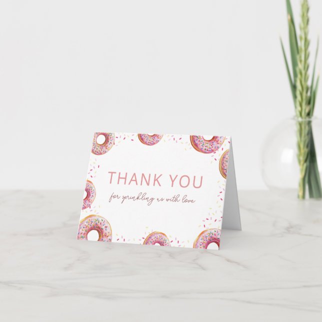 Doughnut Baby Sprinkle Girl Thank You Card (Front)