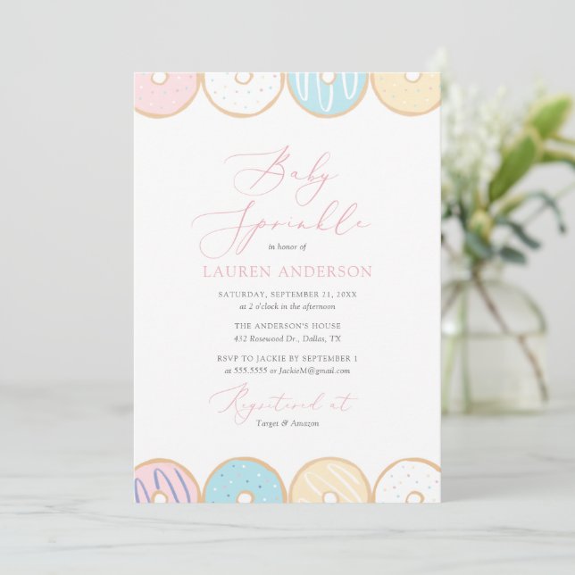 Doughnut Baby Sprinkle Invitation (Standing Front)