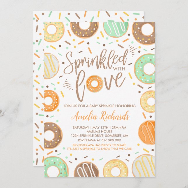 Doughnut Baby Sprinkle Invitation Sprinkled With L (Front/Back)