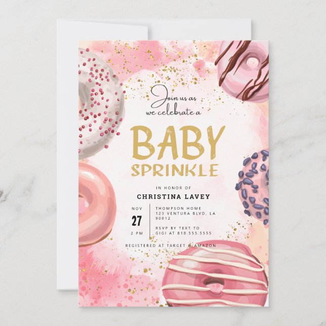 Doughnut BABY SPRINKLE party Invitation (Front)