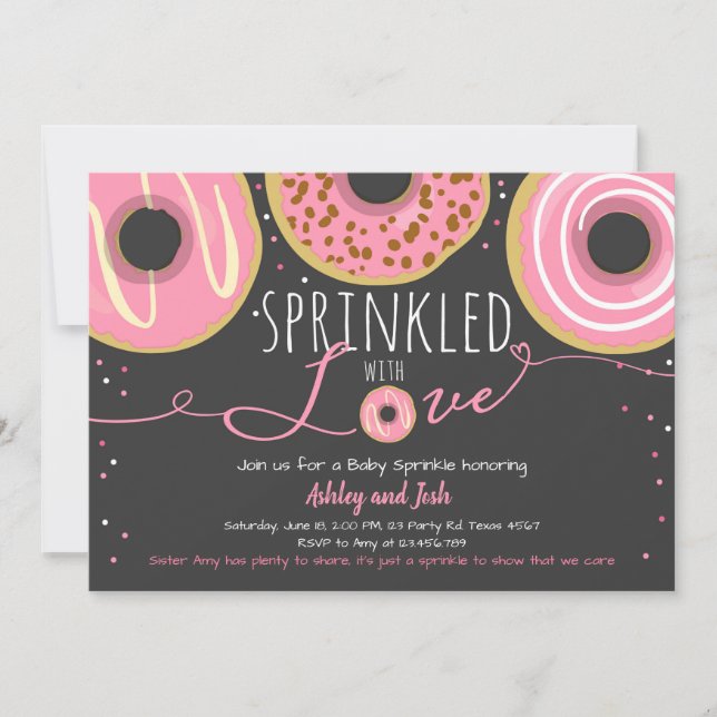 Doughnut Baby Sprinkle Pink Doughnut Girl Sprinkle Invitation (Front)