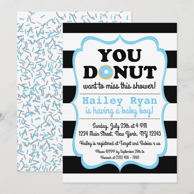 Doughnut Baby Sprinkle Shower Invitation (Front/Back)