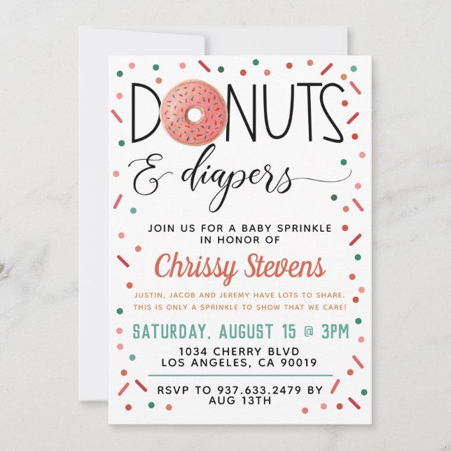 Doughnut Baby Sprinkle Shower Invitation (Front)