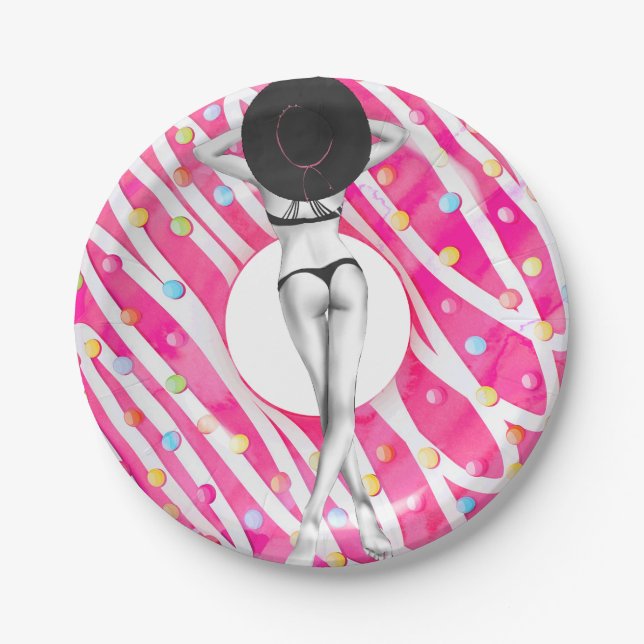 Doughnut Bachelorette Party Beach Girl Paper Plate (Front)