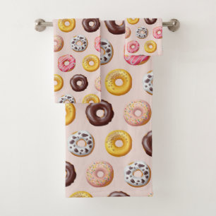 Doughnut Bakery Shop Pattern Bath Towel Set
