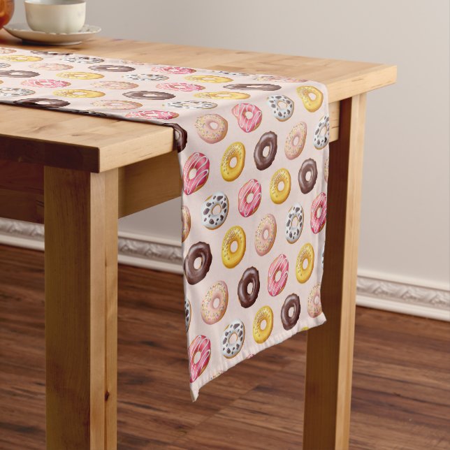 Doughnut Bakery Shop Pattern Medium Table Runner (In Situ)