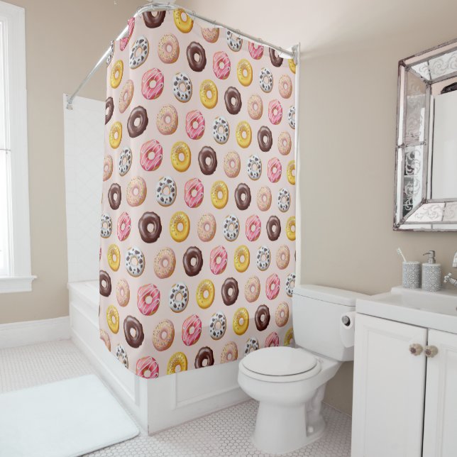 Doughnut Bakery Shop Pattern Shower Curtain (In Situ)