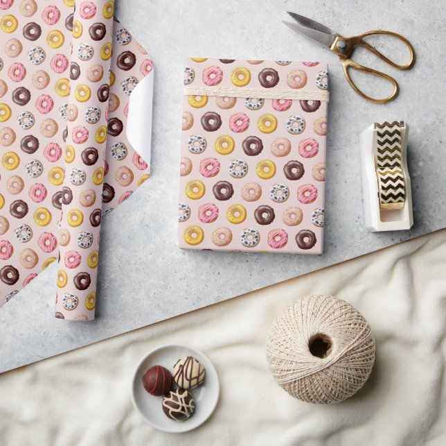 Doughnut Bakery Shop Pattern Wrapping Paper (Crafts)