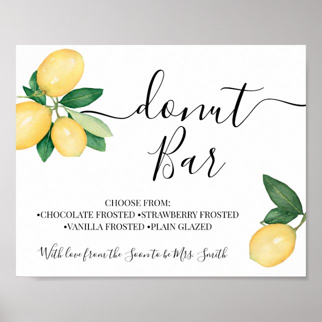Doughnut Bar Party Bridal Shower Wedding Lemons Si Poster (Front)
