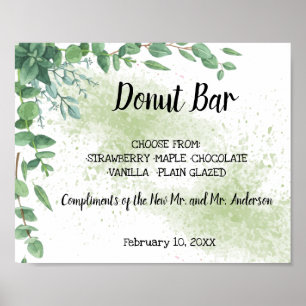Doughnut Bar Sweets Table Wedding Eucalytpus Sign
