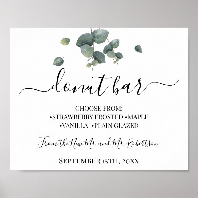 Doughnut Bar Sweets Table Wedding Reception Sign (Front)