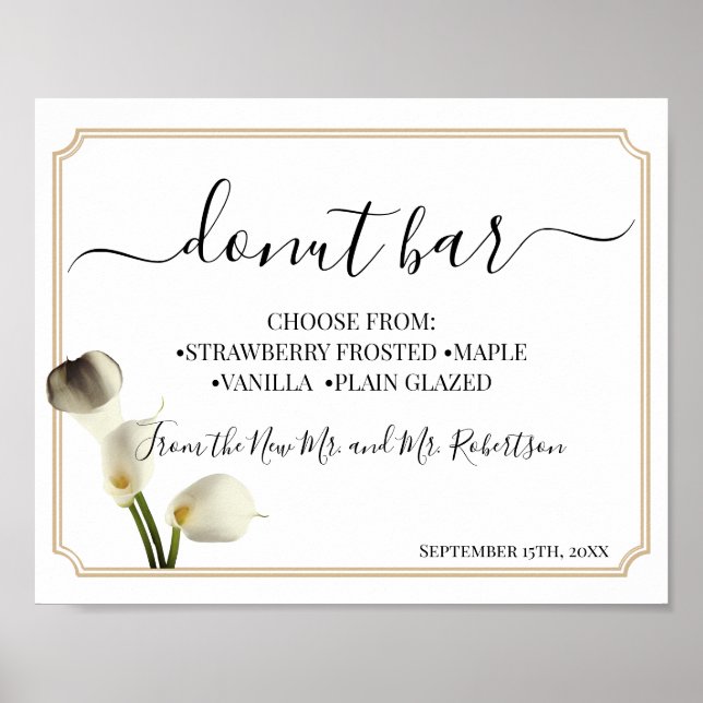 Doughnut Bar Sweets Table Wedding Reception Sign (Front)