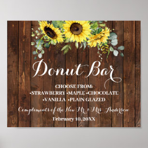 Doughnut Bar Sweets Table Wedding Sunflower Sign