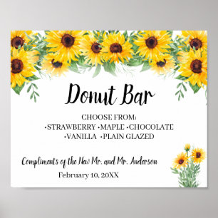 Doughnut Bar Sweets Table Wedding Sunflower Sign