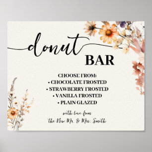 Doughnut Bar Wedding Bridal Shower Autumn Wildflow Poster