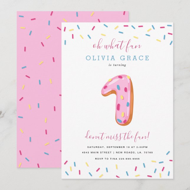 Doughnut Birthday Celebration | One Invitation (Front/Back)