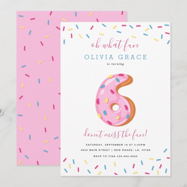 Doughnut Birthday Celebration | Six Invitation (Front/Back)