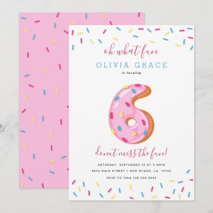 Doughnut Birthday Celebration   Six Invitation