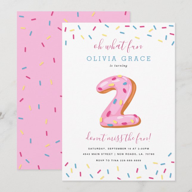 Doughnut Birthday Celebration | Two Invitation (Front/Back)