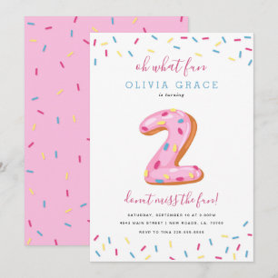 Doughnut Birthday Celebration   Two Invitation