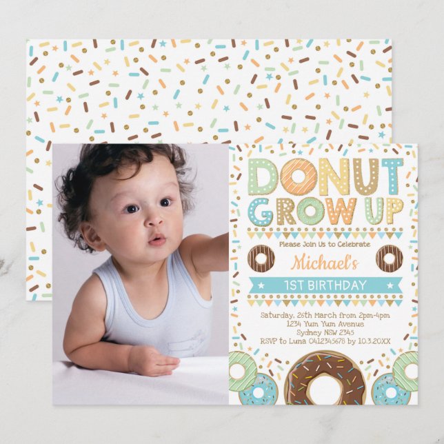 Doughnut Birthday Doughnut Party Sprinkles Invitation (Front/Back)