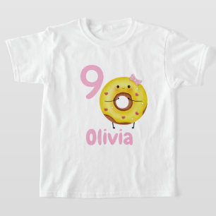 Doughnut Birthday Girl Shirt Personalised with Nam