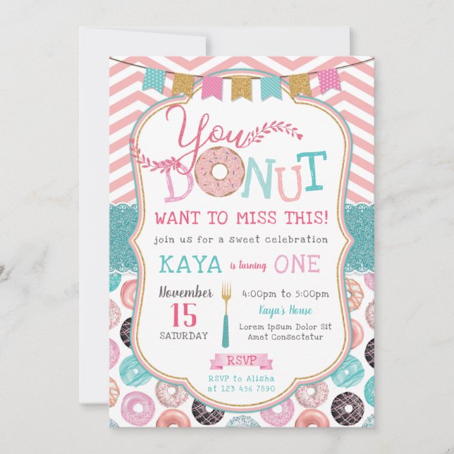Doughnut Birthday Invitation (Front)