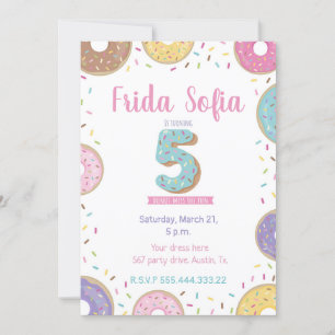 Doughnut Birthday invitation, 5th birthday invitat Invitation
