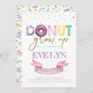 Doughnut Birthday Invitation Doughnut Grow Up Part