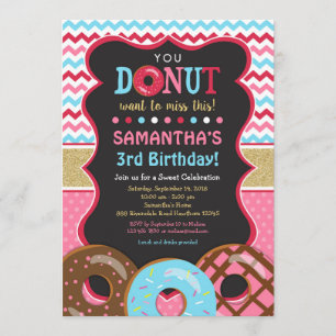Doughnut Birthday Invitation, Doughnut Invitation