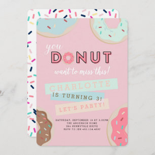 Doughnut Birthday Invitation - Doughnut Miss This