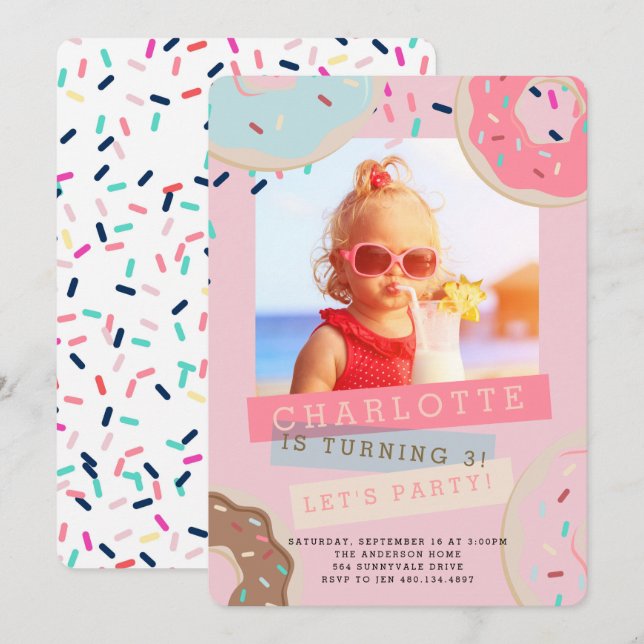 Doughnut Birthday Invitation - Doughnut Miss This  (Front/Back)