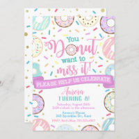 Doughnut Birthday Invitation Doughnut Party