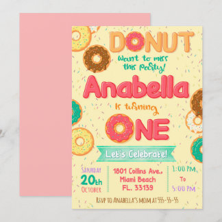Doughnut Birthday invitation, Doughnut party Invitation