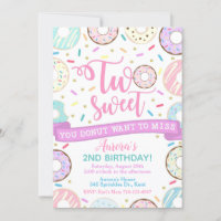Doughnut Birthday Invitation Two Sweet Party