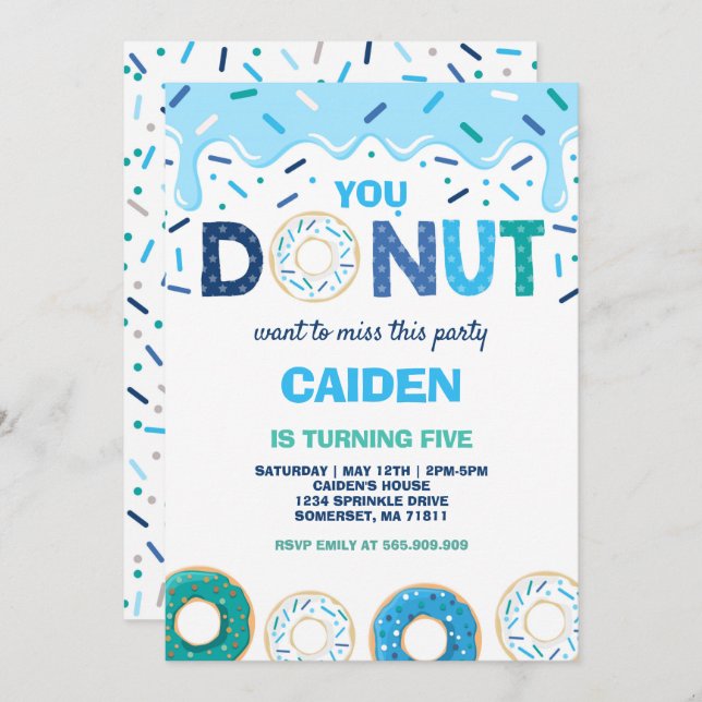 Doughnut Birthday Invite You Doughnut Want To Miss (Front/Back)