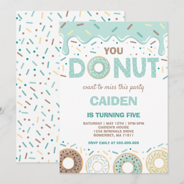 Doughnut Birthday Invite You Doughnut Want To Miss (Front/Back)
