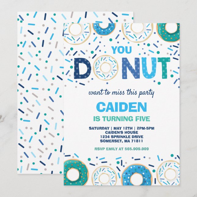 Doughnut Birthday Invite You Doughnut Want To Miss (Front/Back)