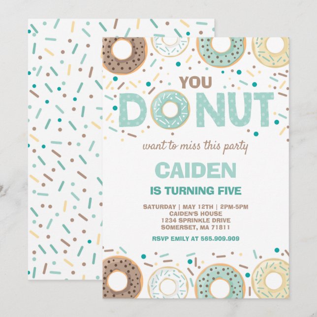 Doughnut Birthday Invite You Doughnut Want To Miss (Front/Back)