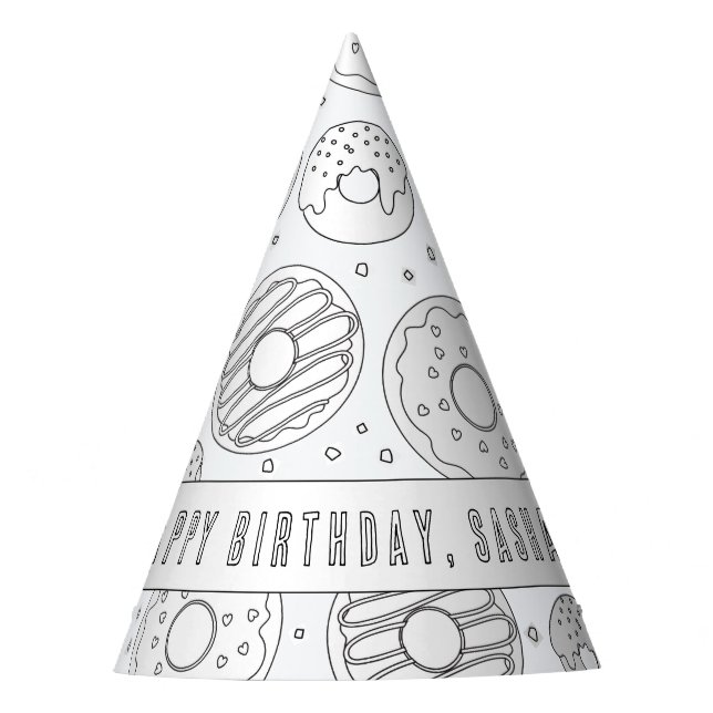 Doughnut Birthday Party - Colour Your Own Party Ha Hat (Front)