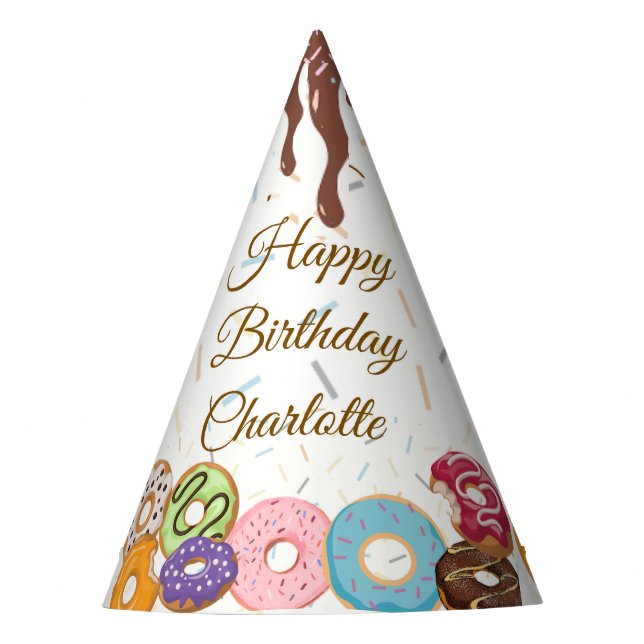Doughnut Birthday Party | Colourful Sprinkle Dough Party Hat (Front)