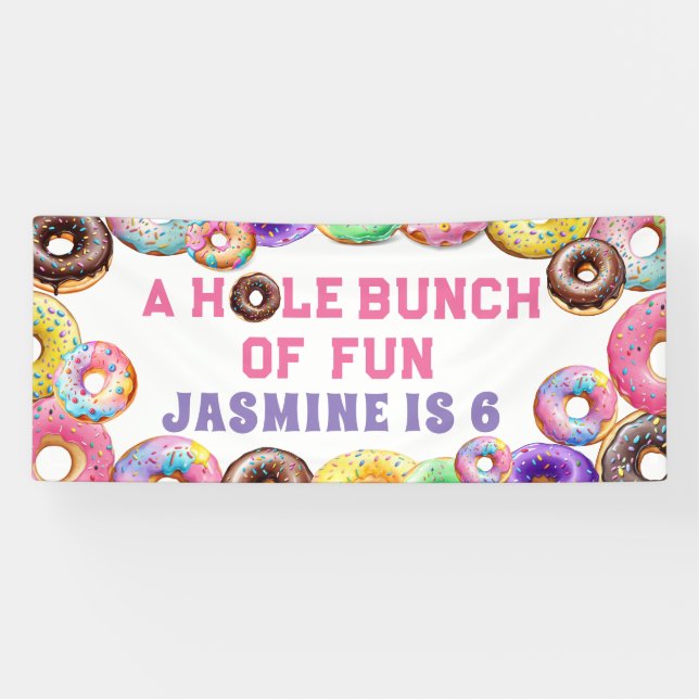 Doughnut Birthday Party Hole Bunch Fun Banner (Horizontal)