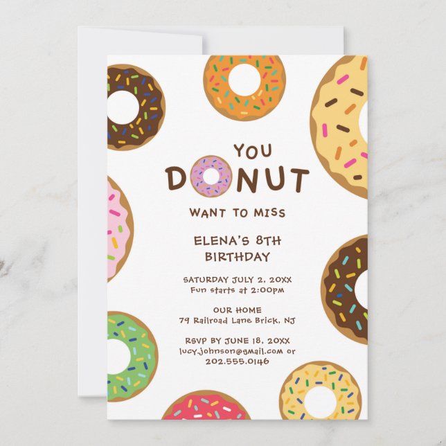 Doughnut Birthday Party Invitation (Front)