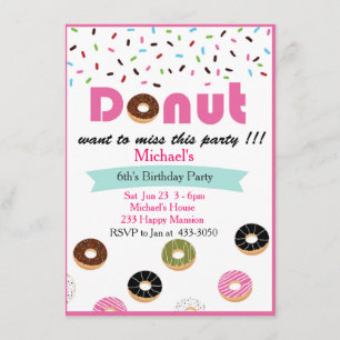 Doughnut Birthday Party Invitation