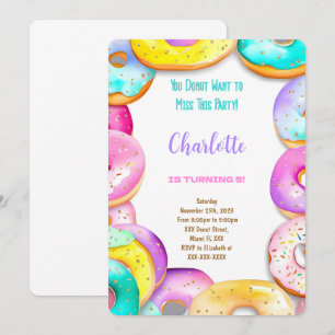 Doughnut Birthday Party Invitation